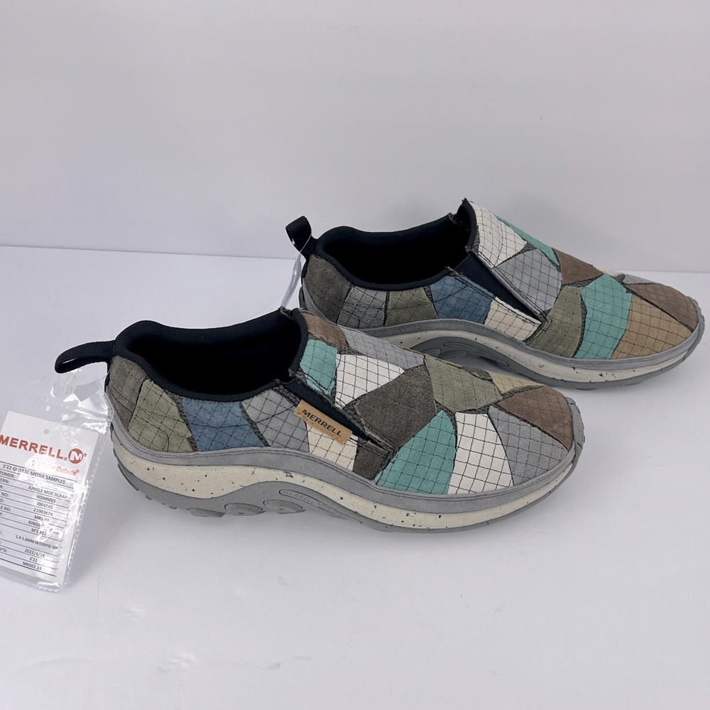 MERRELL JUNGLE MOC SCRAP LEATHER MULTI COLOR PATCHWORK CLOGS/SHOES SIZE 12 - Picture 6 of 17